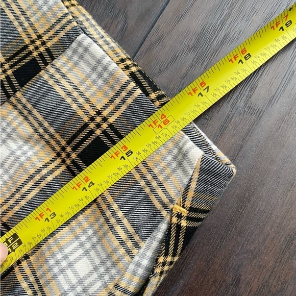 Urban Outfitters Yellow Plaid Mini Skirt Size Medium Split Slit Side Academia - Picture 5 of 8